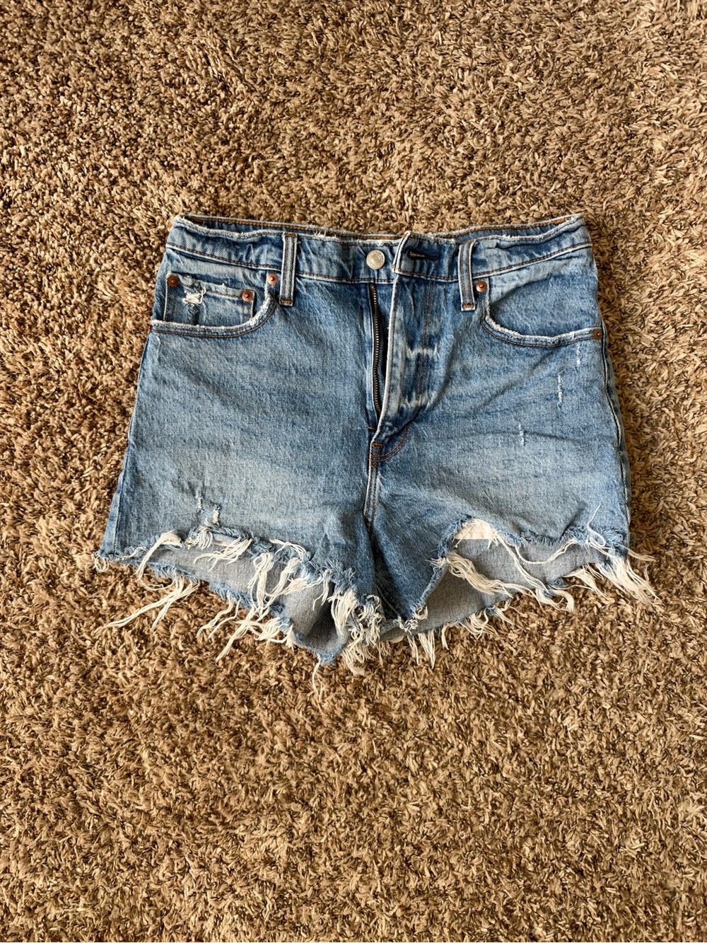 Abercrombie & Fitch Distressed Light Blue Denim Cutoff Shorts